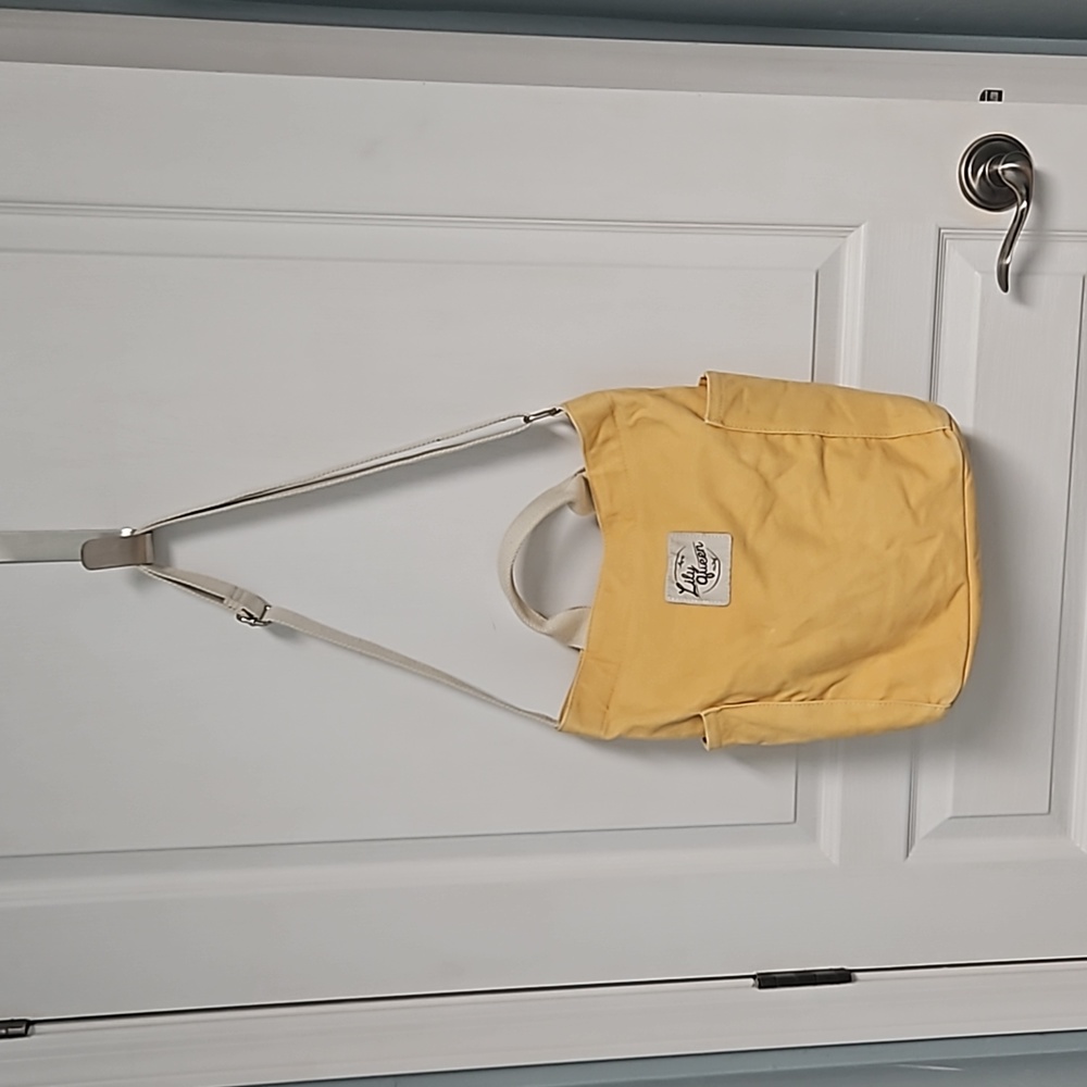 Lily Queen Canvas Market Tote Utility Bag Sunshine Yellow Crossbody